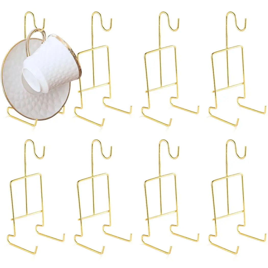 

8 шт., подставка для чашек, блюдца, подставка для чашек и блюдца, подставка для чашек, кофейных кружек, органайзер, стойка с золотой отделкой, металлическая подставка для кружки, блюдца