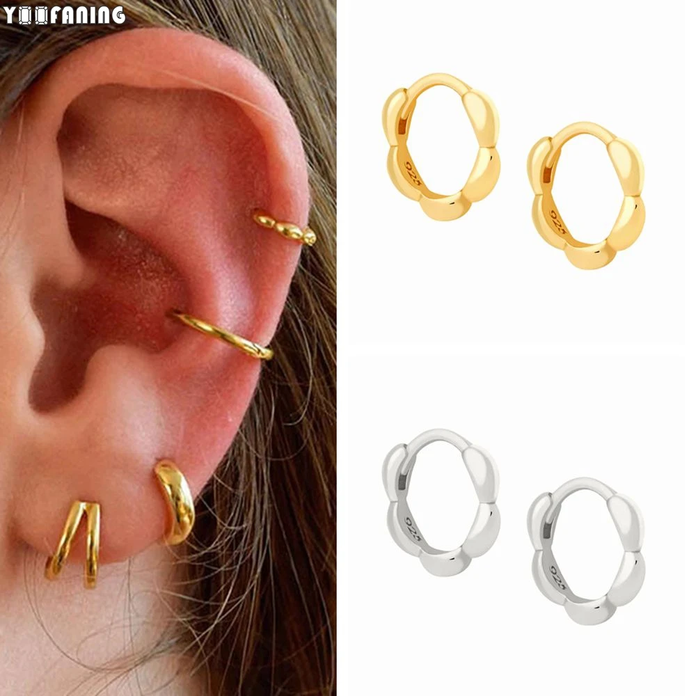 925 Sterling Silver Ear Needle Fashionable Simple Gold Silver Hoop Earrings Wave Design Exquisite Earrings for Women Jewelry