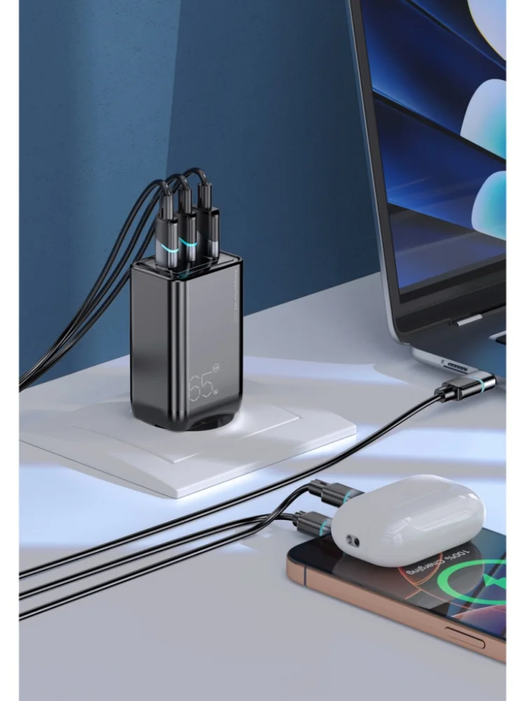 Vyvylabs 65W GaN Cube Schnellladegerät EU-Stecker 2 USB-C 1 USB-A Multi-Port PD QC Schnelllade-Netzteil für Laptop, Notebook, Tablet, für iPhone, Samsung, Xiaomi, Huawei, OnePlus, für iPad, Macbook,