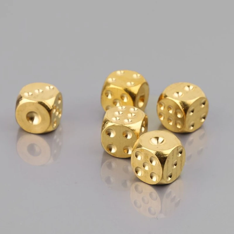 6 Pcs Metal Game DIY Board Games Brass Solid Four Sided Dices Cubes Math Counting Teaching Props Easy to Use E56D