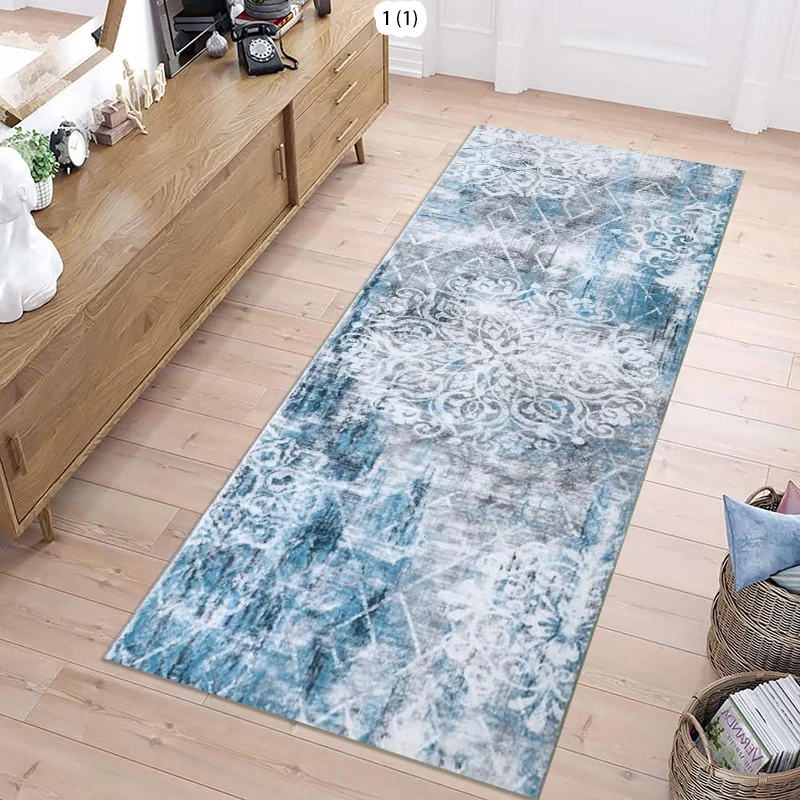 Traditional Geometric Carpet Hexagon Motif Hallway Runner Vintage Entryway Rug Decorative Floor Mat Indoor Outdoor Classic Style