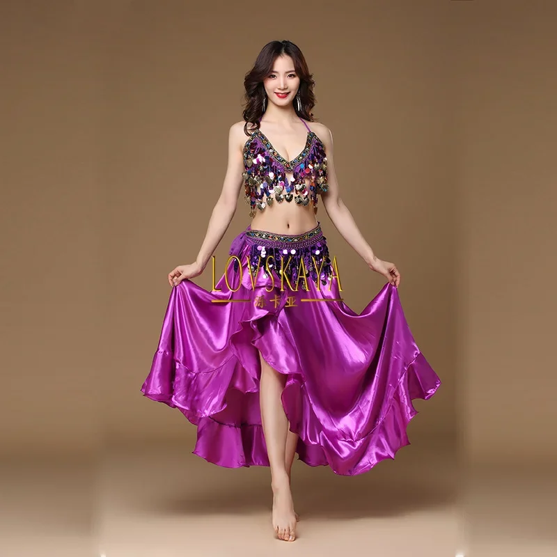 Costume de danse du ventre pour femmes adultes, jupe, performance sur scène, ensemble de 3 pièces, soutien-gorge, ceinture, vêtements, nouveau