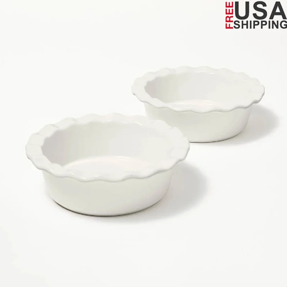 

2pc Mini Round Stoneware Baking Dish Microwave Freezer Oven Safe Kitchen Essential Pies Quiches Tarts Easy Clean