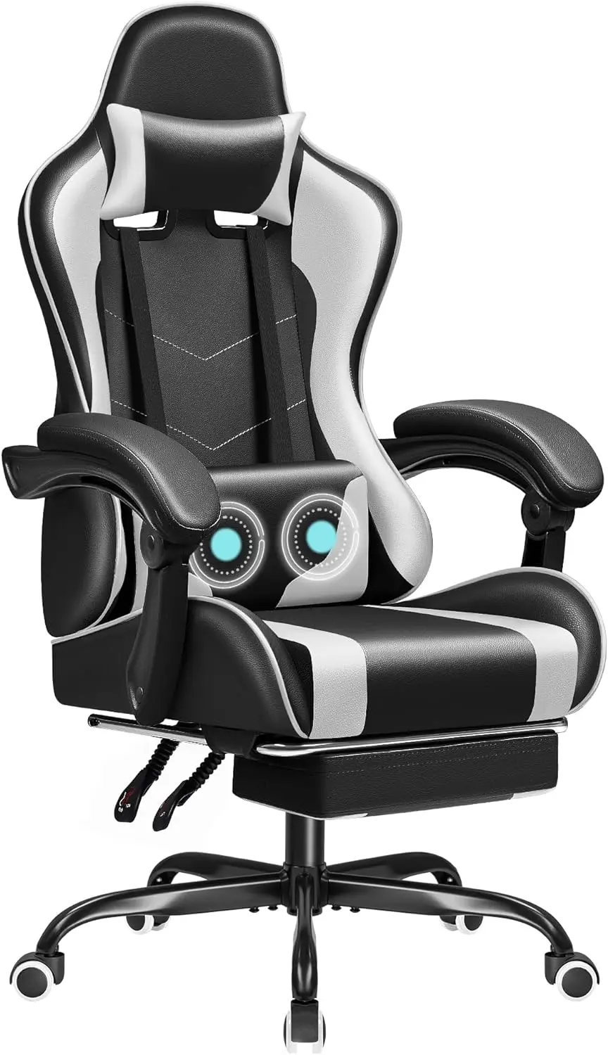 JUMMICO Gaming Chair Ergonomic Computer Chair with Footrest and Massage Lumbar Support, Height Adjustable Video Gaming Chair