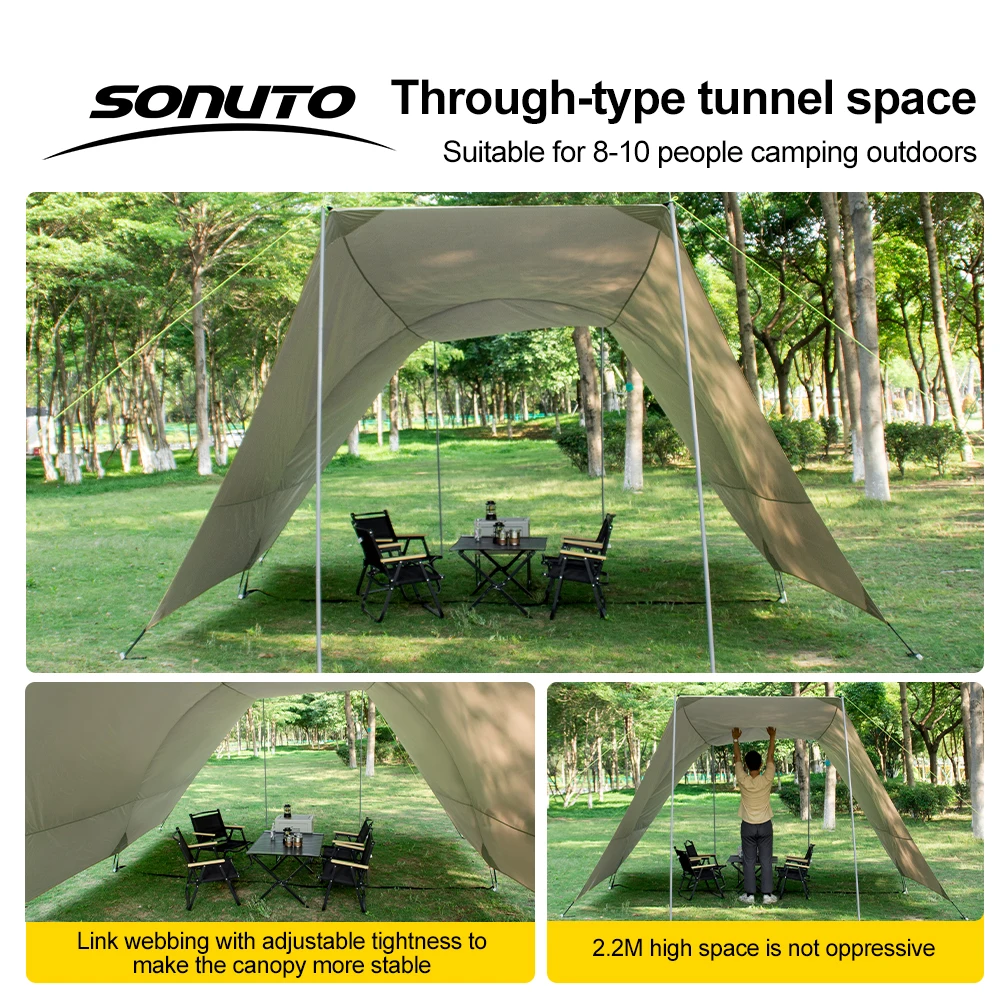UPF50+ Lycra Beach Tent, Portable Sunshade Canopy with Sandbag Anchors, Windproof Outdoor Shelter for Camping, Fishing & Picnic image 4