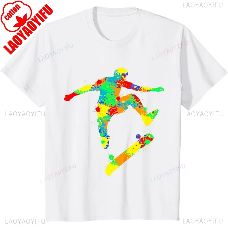 Skateboard Skater Stunt Skater Graphic Printed T-Shirt Casual Fashion Loose Harajuku Streetwear Man Tshirt Hip Hop Women Tees