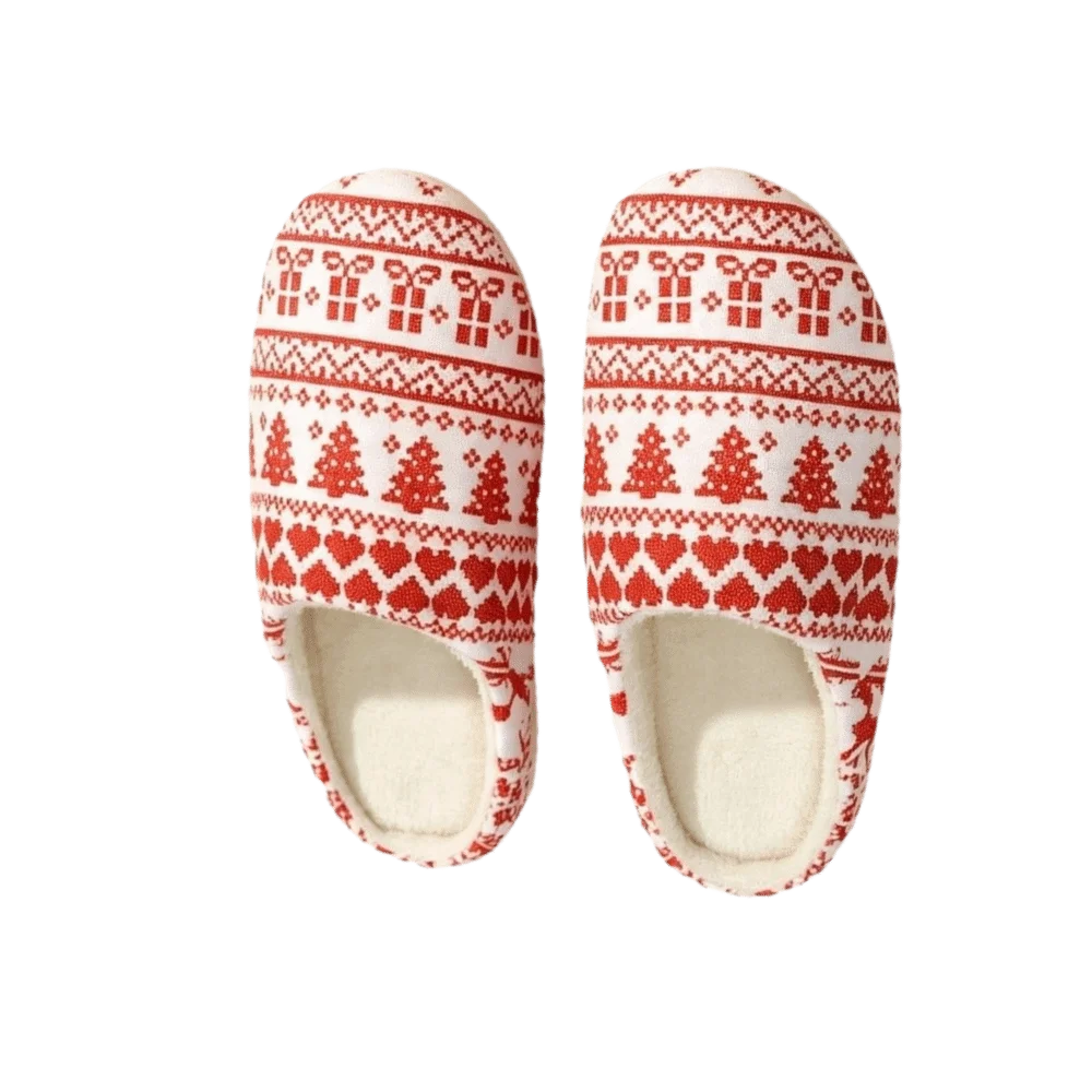Soft Santa Claus Christmas Plush Slippers Tree Reindeer House Shoes Non-Slip Warm Couple Slippers Women