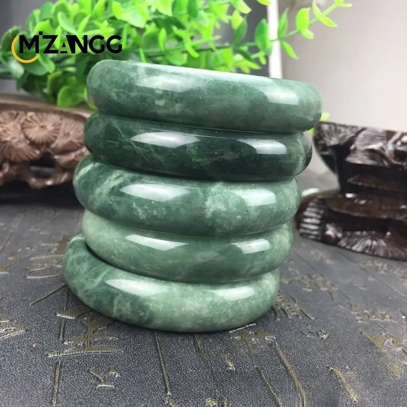 Natural Oil Green Jade Bangles Hand-carved Simple Fashion Mineral Gift Lady Jade Bracelet Crafts Holiday Gift