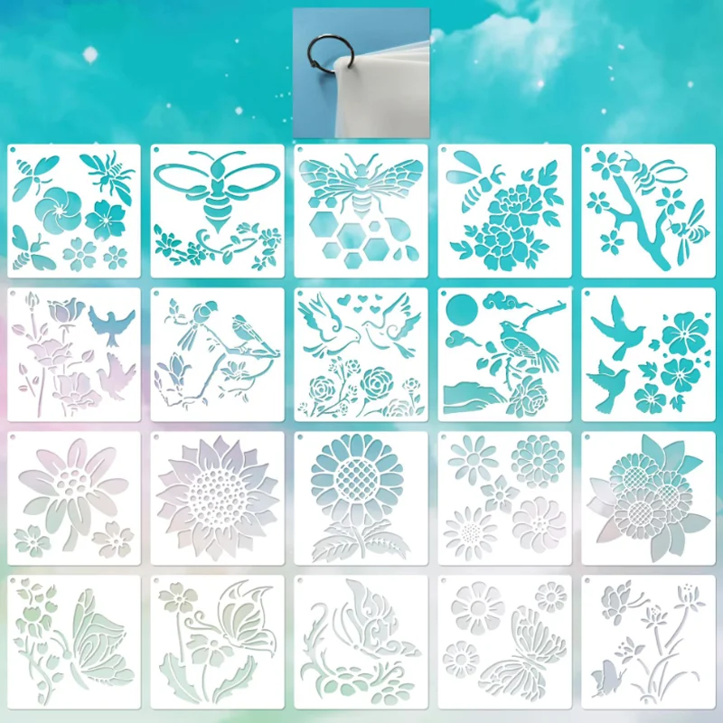 

15*15cm Animal Flowers Plants Stencils DIY Wall Scrapbook Coloring Embossing Decoration Hand Drawn Graffiti Painting Template