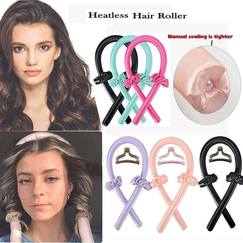 Heatless Curling Rod Headband, Sem Calor, Cachos De Seda, Fita De Cabelo Rolos, Dormir Soft Headband, Preguiçosos Encrespadores De Cabelo, Ferramentas De Estilo De Cabelo