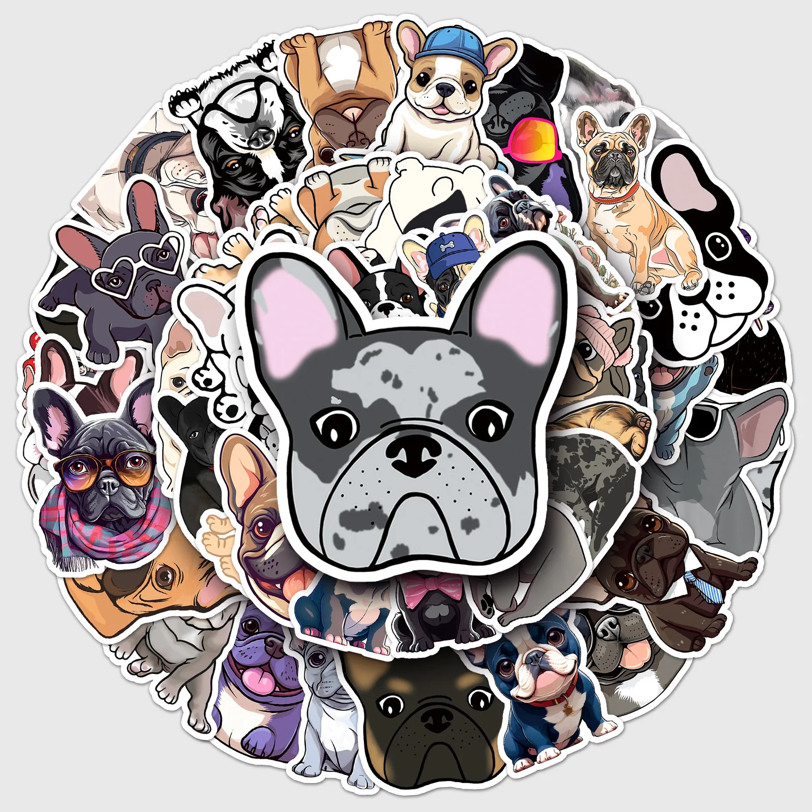 10/30/50PCS Cute Cartoon French Bulldog Animals Dog Sticker DIY Phone Laptop Luggage Skateboard Graffiti Decals Fun for Gift