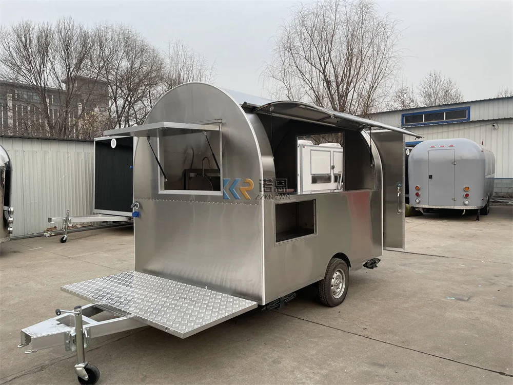 Outdoor Food Truck Trailer Mobile Kitchen Fully Equipments Street Snack Cart Snack Ice Cream Kiosk Fast Food Trailer