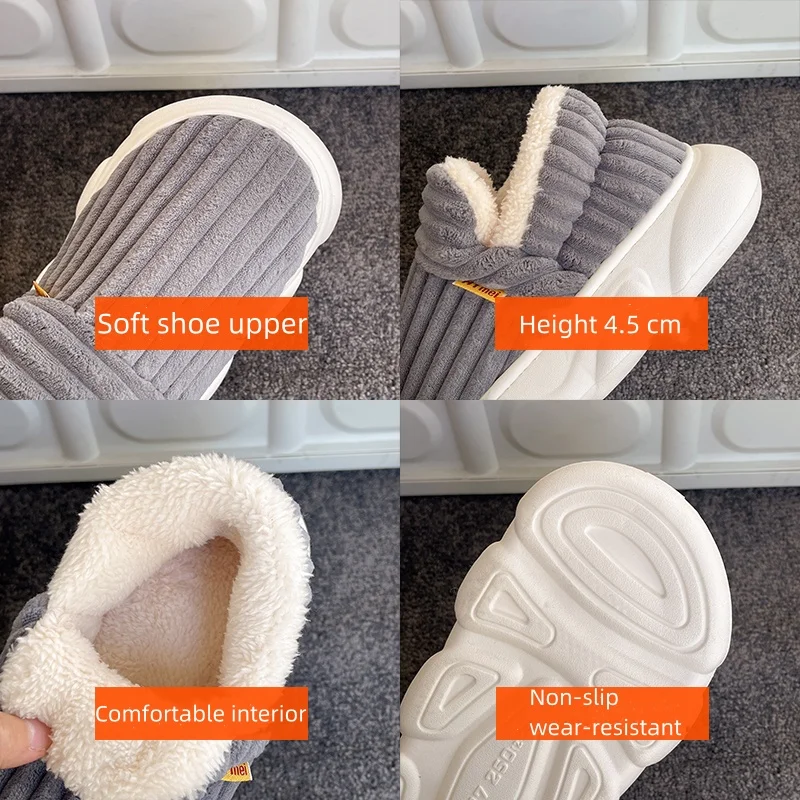 New Winter Women Men Cotton Shoes Home Shoes EVA Soles Comfortable Soft Lightweight Indoor Outdoor Men Women Cotton Slippers