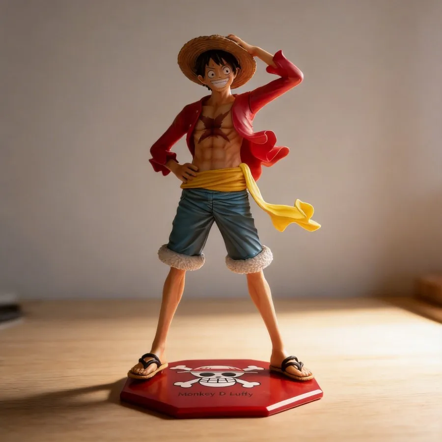 

One Piece Monkey D. Luffy Figure Straw Hat Pirates Onigashima Hat Press Smile Model Anime Decoration Gift 24cm