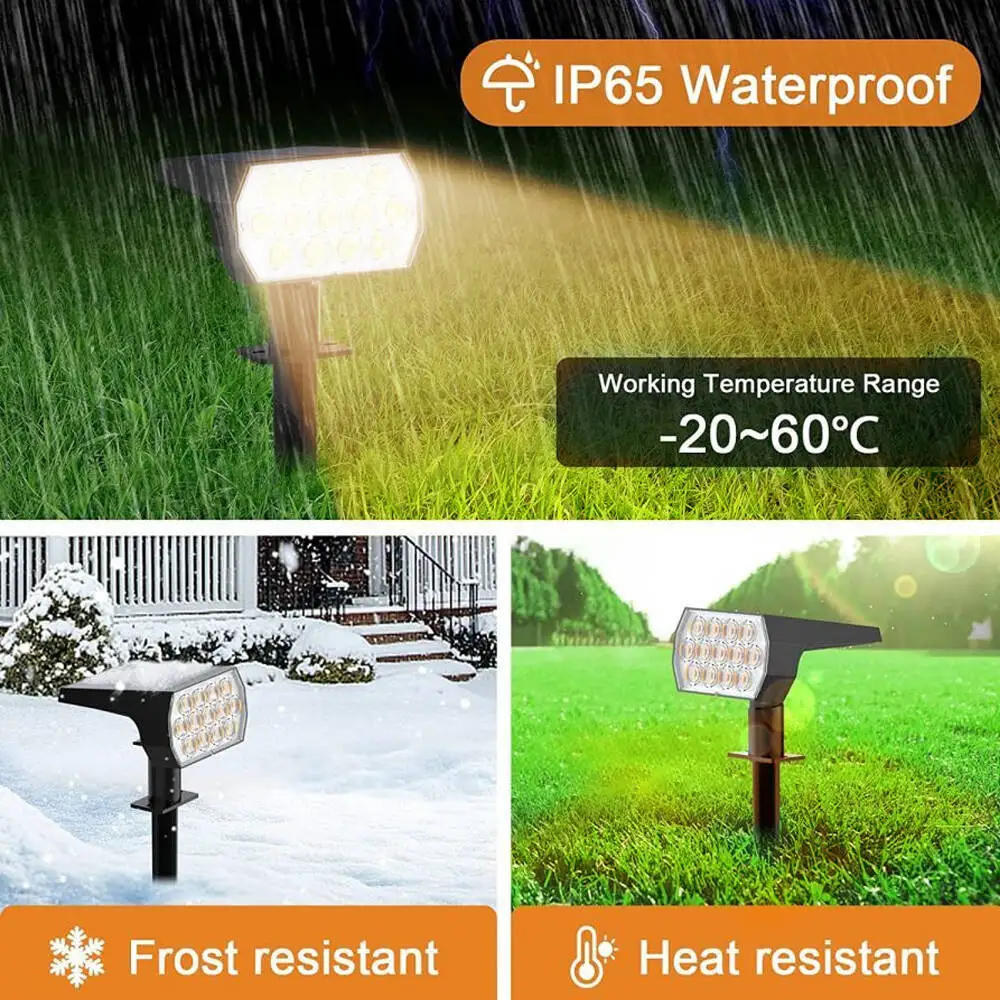 LED Solar Spot Lights Outdoor Garden 52 LED Solar Lights Waterproof 3 Modes Landscape Lighting Wall Lamp Garden Yard Tree Lawn image 6