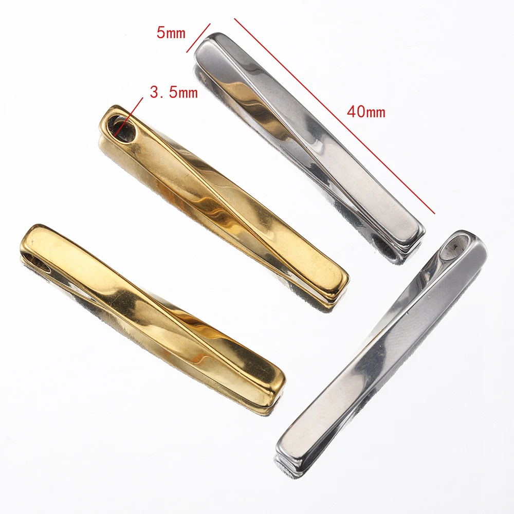 5pcs 40mm Stainless Steel Twist Stick Pendants Long Club Geometric Bar Charms Spriral Sticks for Necklace Jewelry Making DIY