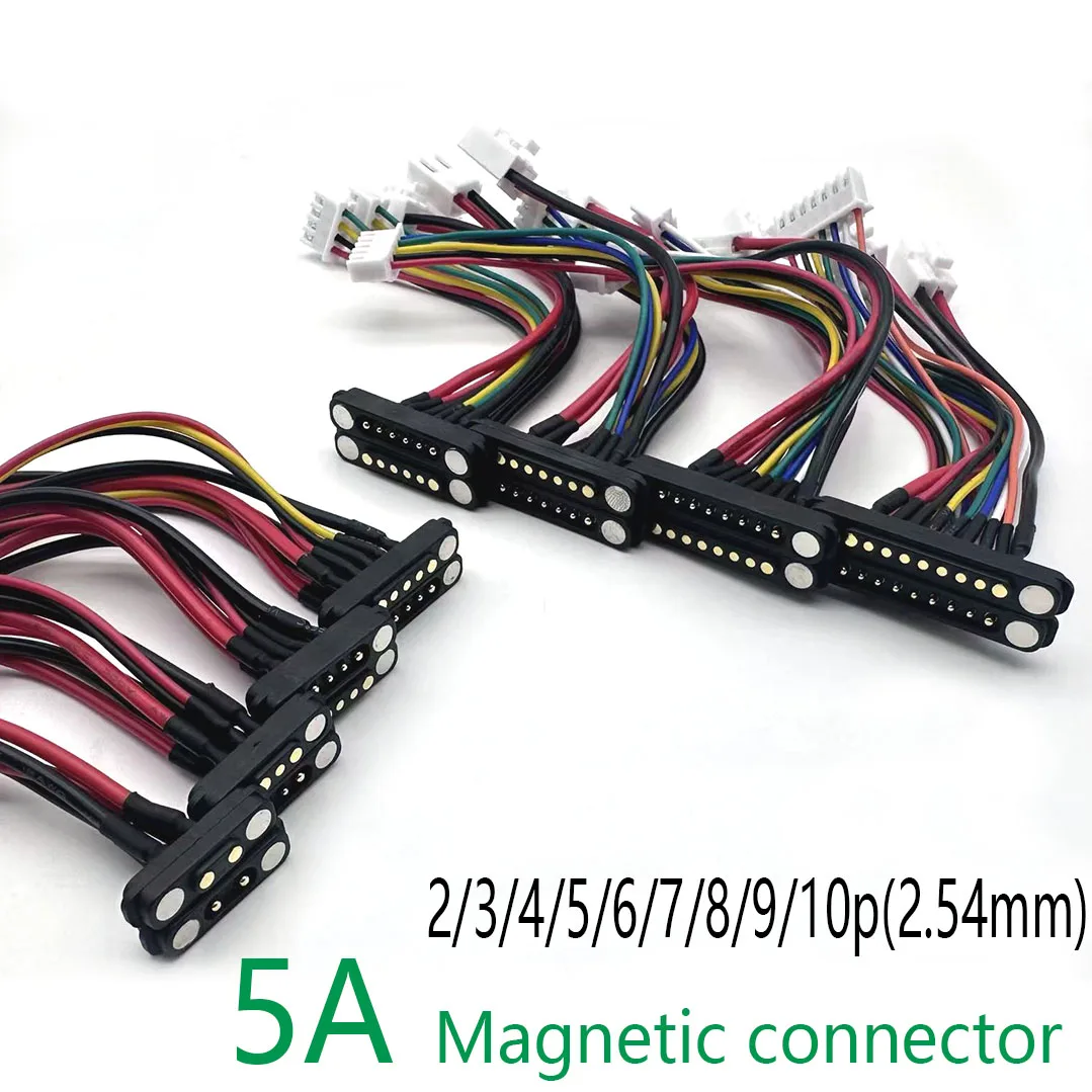1Sets 5A DC Magnetic Pogo Pin Connector 2Pin 3Pin 4 5 6 7 8 9 10 Pin Pogopin Male Female Spacing 2.54mm Spring Loaded Socket