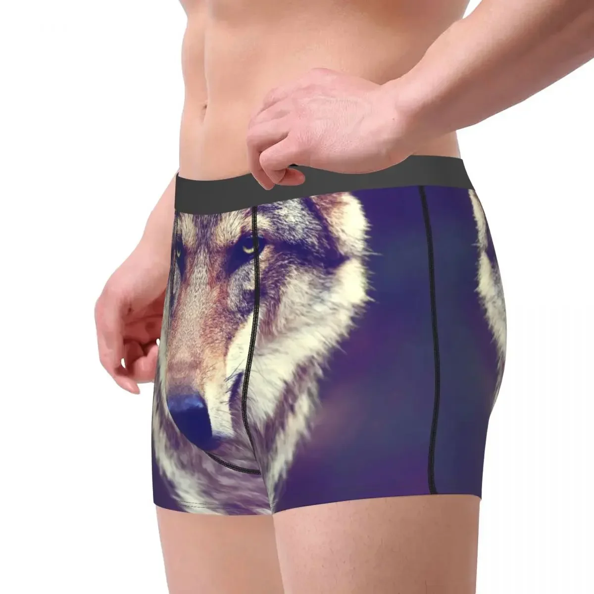 Animal - Wolf Underpants Breathbale Panties Male Underwear Print Shorts Boxer Briefs