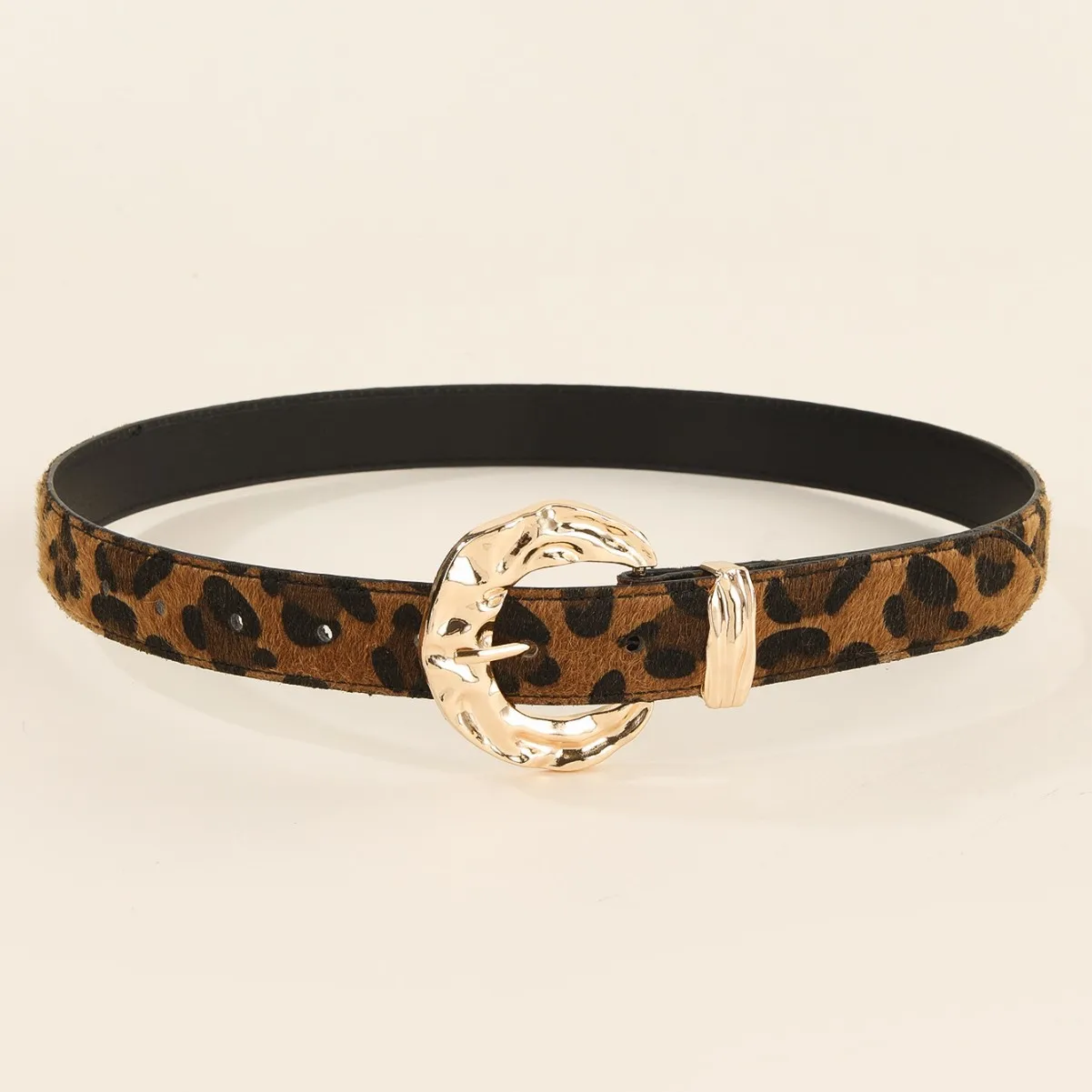 Cinturón versátil de moda americana con estampado de leopardo y serpiente, cinturón decorativo con hebilla japonesa de aleación redonda para mujer