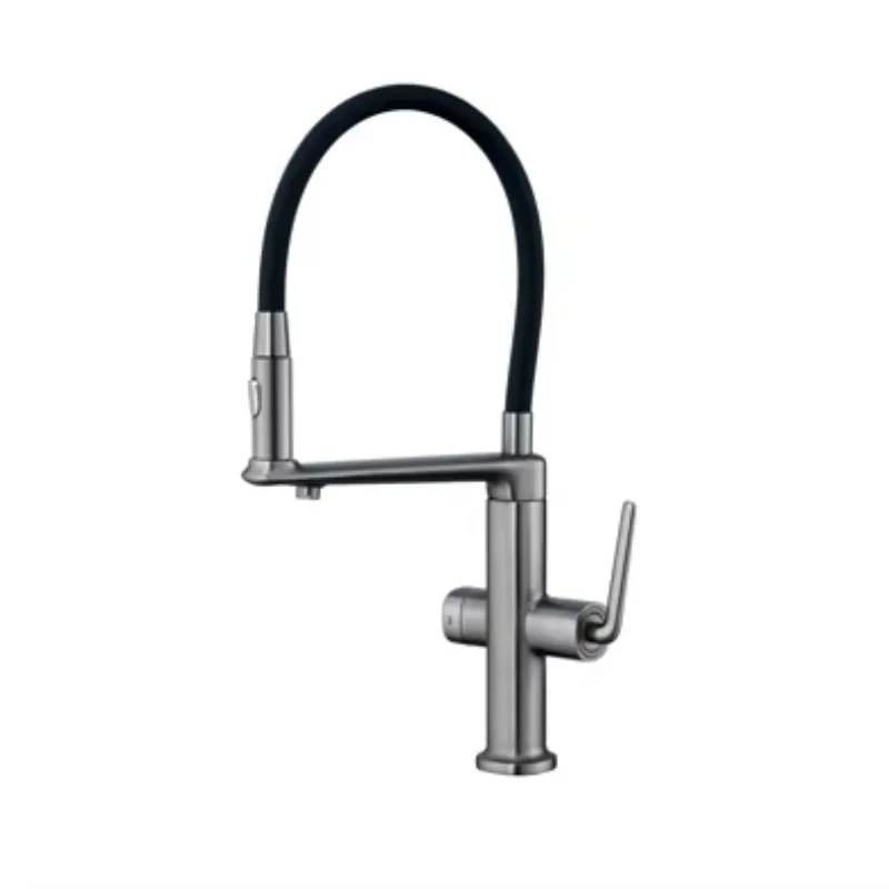 Two-Function Contemporary Hotel & Family Apartment Kitchen Faucet with Push-Pull Extension Function