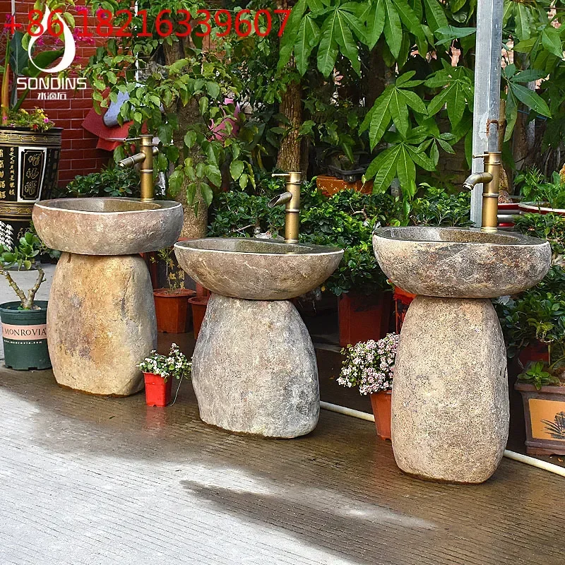 YAO Stone Wash Basin Column Pedestal Sink for Kindergarten Primary Secondary School Courtyard Outdoor Children Hand Washing