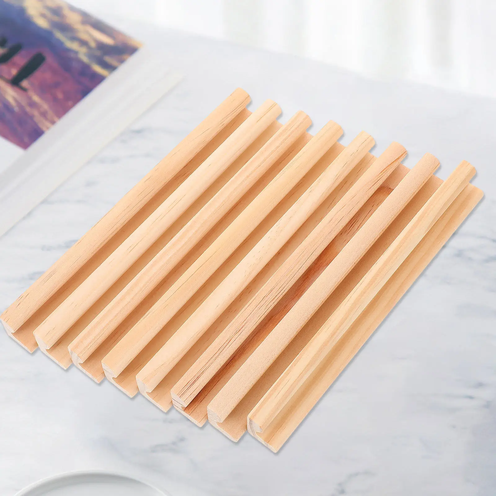 8-delige houten dominobakken met alfabet-ambachtelijke houder, multifunctionele displaybasis voor kaarten, tegels, gaming, houten standaard, desktop