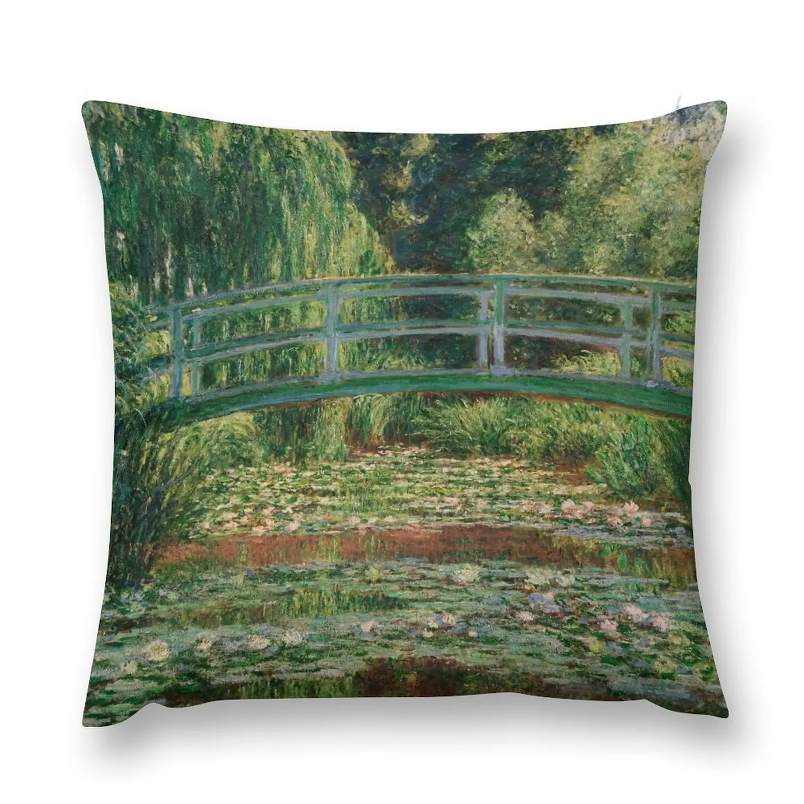 1899-Claude Monet-The Japanese Footbridge and the Water Lily Pool, Giverny-89 x 93 Throw Pillow Elastic Cover For Sofa pillow