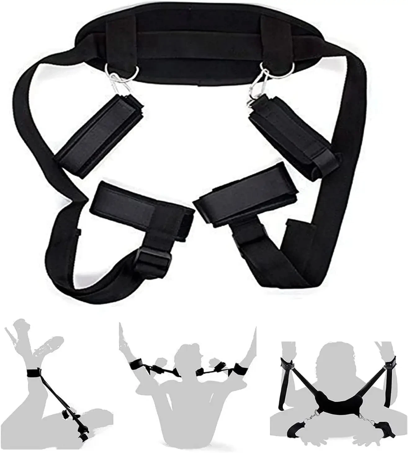 Restraint System Strap Hand & Ankle Cuffs Strap BDSM Bondage Kit Sex Toy for Couples view 2