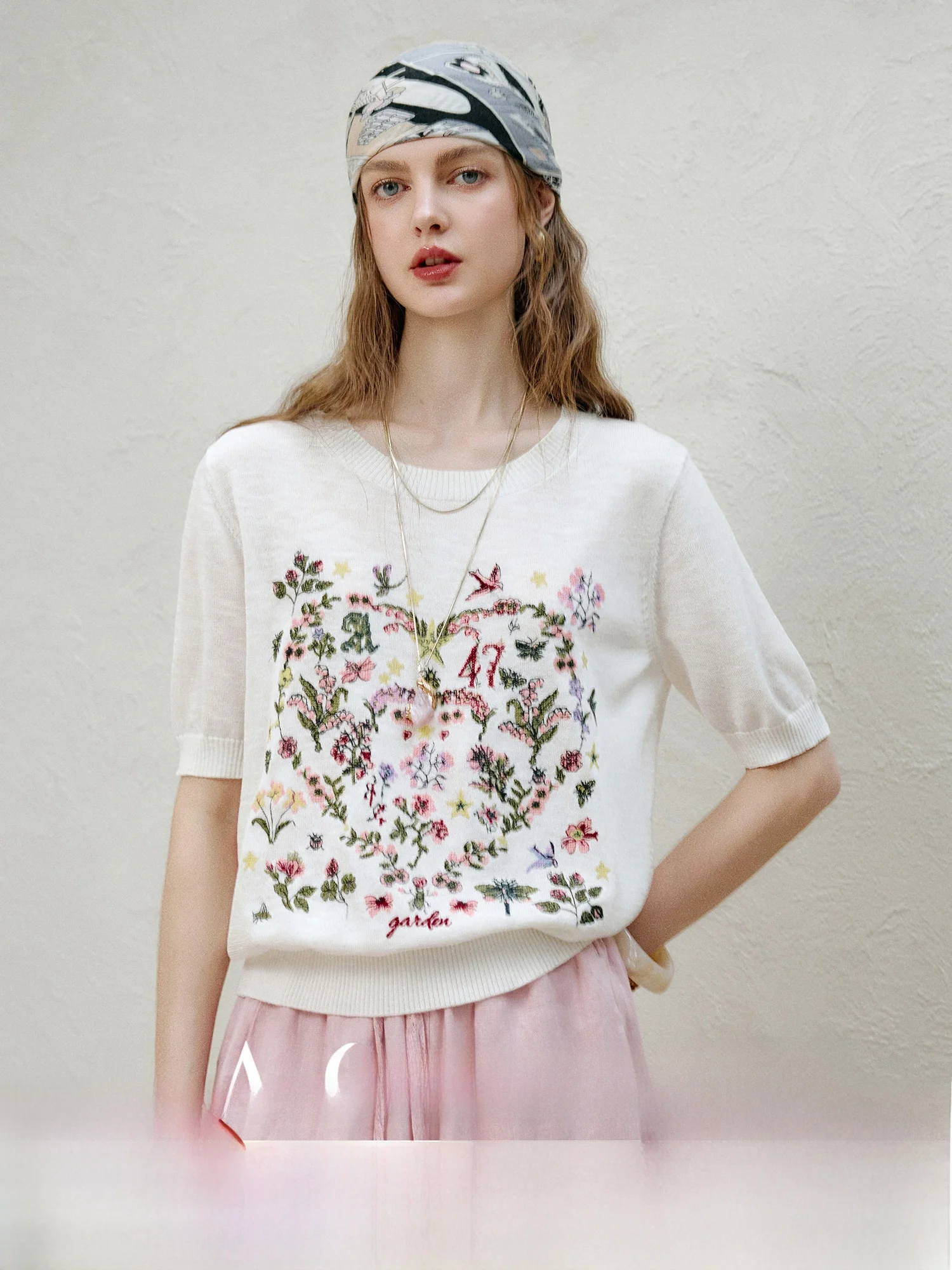 

Original Floral Pattern ort Sve Women's Knitted Linen irt Casual Sle round Ne Summer Top by NAGUAGU Secret Garden