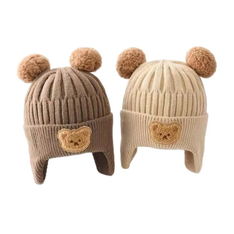 6-36Months New Hot Warm Bear Shaped Knitted Cap Unisex Autumn Winter Caps Outside Hat