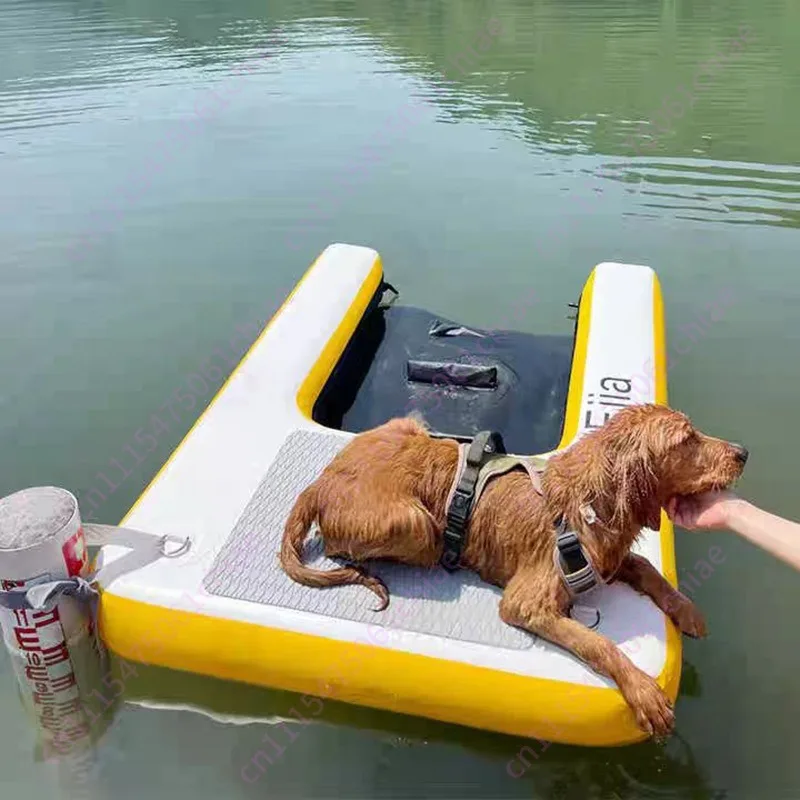 150 * 100 * 10cm new dog floating board, pet water toy, double-layer dog ladder, inflatable puppy board