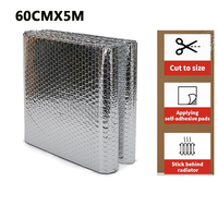 60cm*5m Radiator Heat Reflector Back Foil Heat Reflective Length 5M Heat Energy Saving Film Pad Aluminum With Sticker Heat