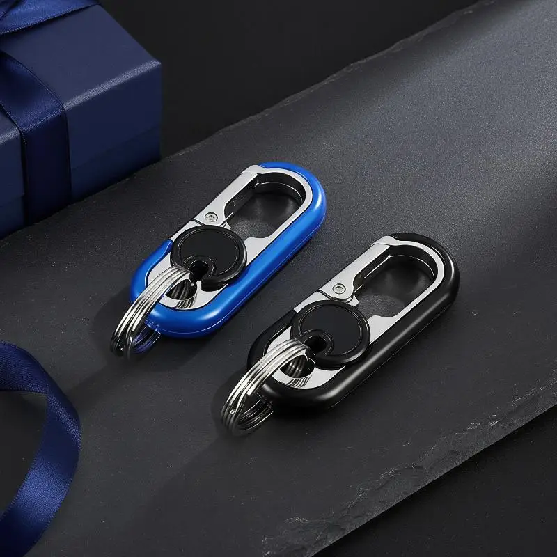 Metal Keychain Carabiner Rotatable Lock Dual Stainless Steel Key Rings Heavy Duty for Outdoor Camping Hiking Travel Daily Acces