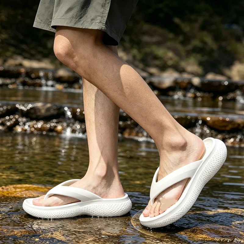 Chanclas de playa de suela gruesa para hombre, sandalias de cuña con clip antideslizantes informales para exteriores, sandalias ligeras para mujer, sandalias de pareja para el hogar