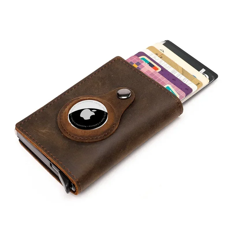 

Personalized Leather Rfid Wallets for Men with Airtag Holder Credit Card Holder Air Tag Secure Wallet for Credit Cards