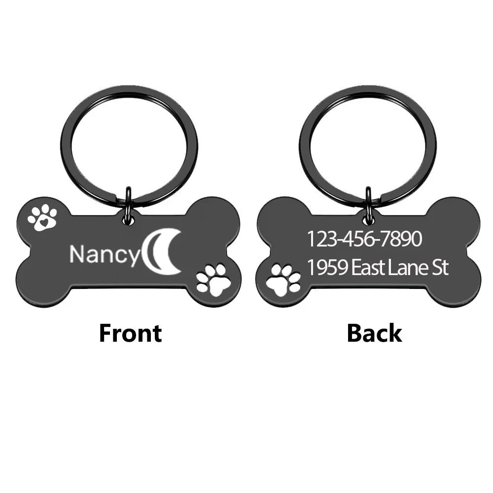 1pc Cartoon hot sale moon Customized Text Laser Engraving Dog Tag Anti-lost IDTag Customized Pet Print Medal for pet