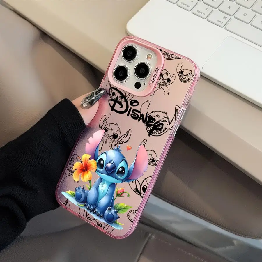 حافظة هاتف ذات غلاف ناعم لهاتف آيفون 16e 11 12 13 Pro Max 14 15 16 Plus Disney Couple Stitch Angel