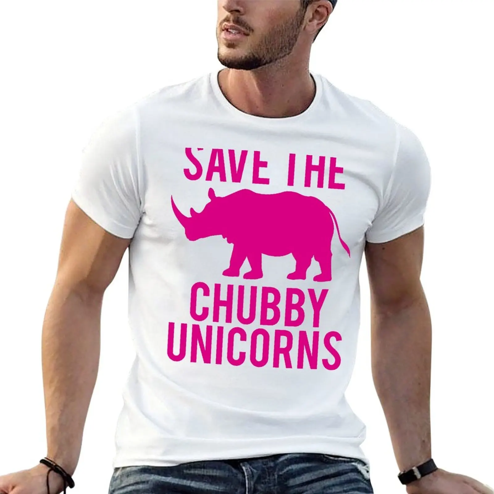 SAVE THE CHUBBY UNICORNS T-Shirt Man t-shirt anime stuff black t shirts for men