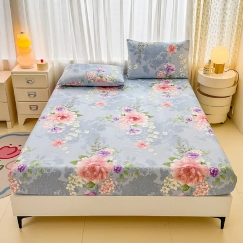 1pc Skin friendly warm bed sheet three piece set, thickened and brushed plant cashmere mattress protective cover