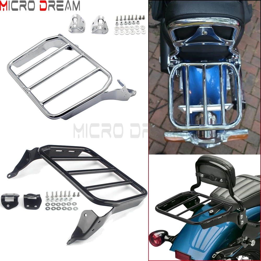 

For Harley 114 FLFB FLFBS FXBR FXBRS 2018-Up Motorcycles Sissy Bar Luggage Rack Black/Chrome Luggage Carrier Support Bracket Kit