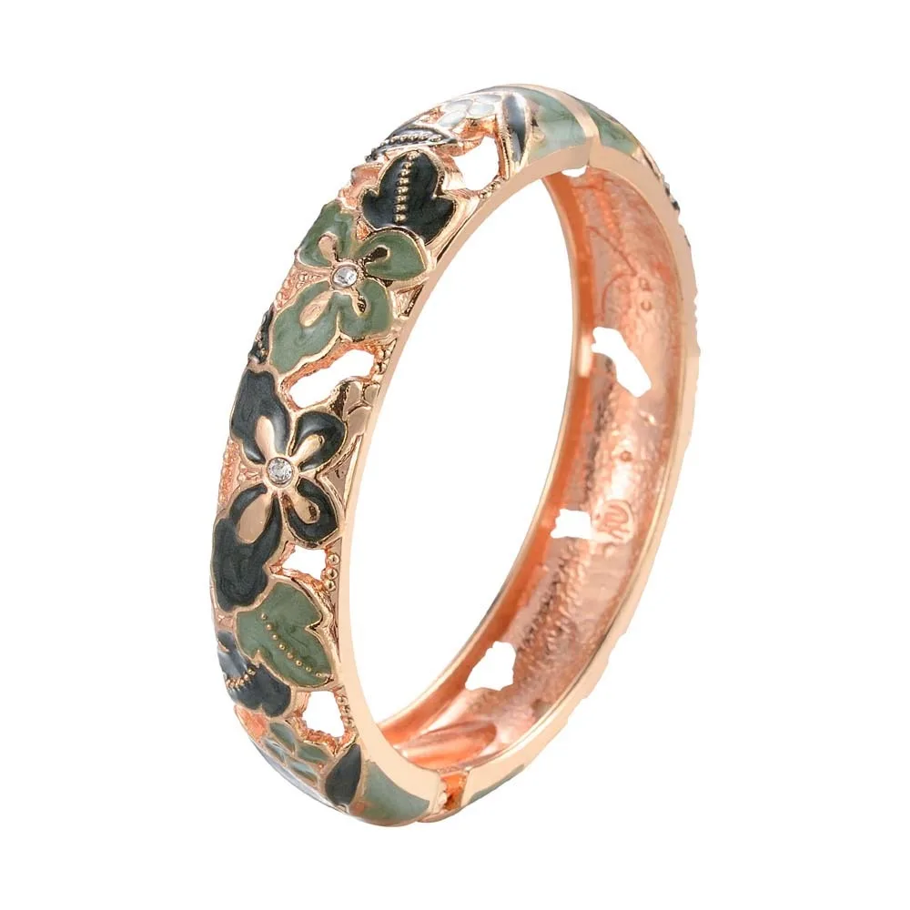 Traditional Vintage Cloisonne Bangle Hanfu Accessories Chinese Style Filigree Enamel Bangle Pattern Openable