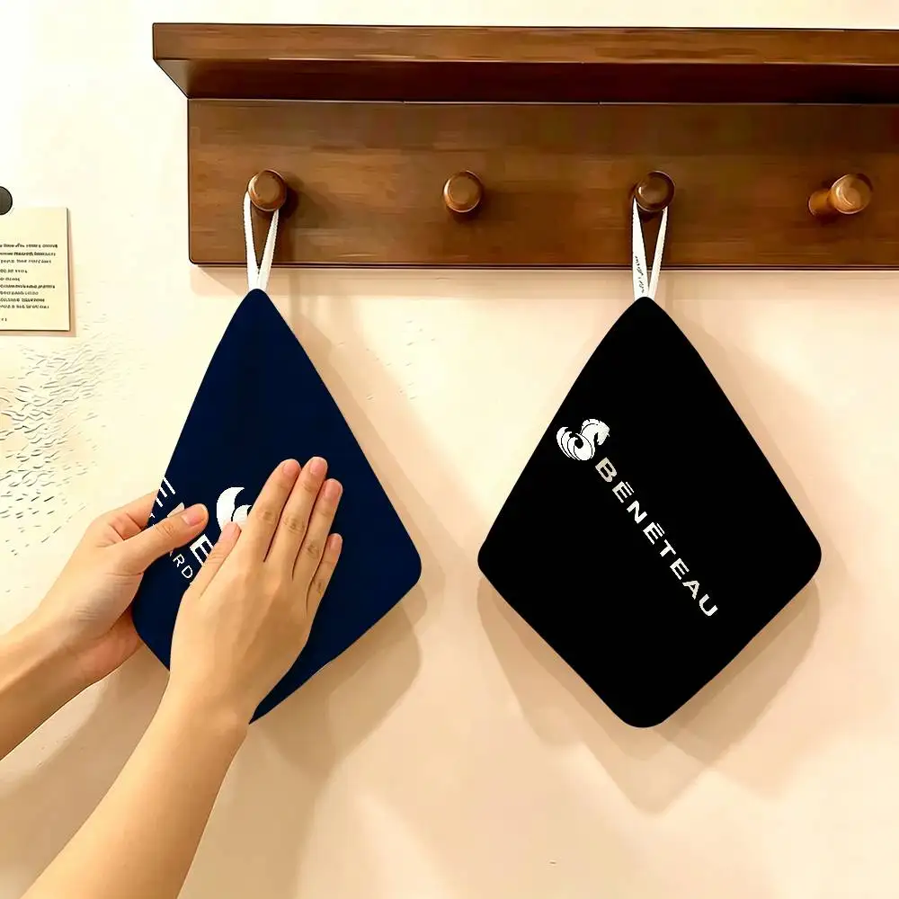 B-BENETEAU Logo Hanging Polyester Cotton Towel, Reusable Hand Wiping Cloth, Wear Resistant for Home Kitchen Sink