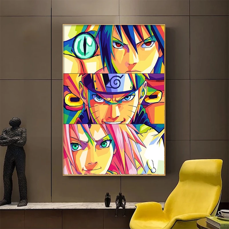 Japonês clássico anime naruto sakura sasuke cartaz pintura em tela aquarela cuadros sala de estar casa mural decoração