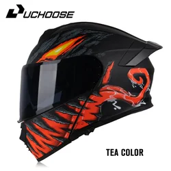 Uchoose DOT Approved Full Face Helmets Crash Motorbike Protective Gear Men Women Flip Up Helmet Motorcycle Double Sun Visor