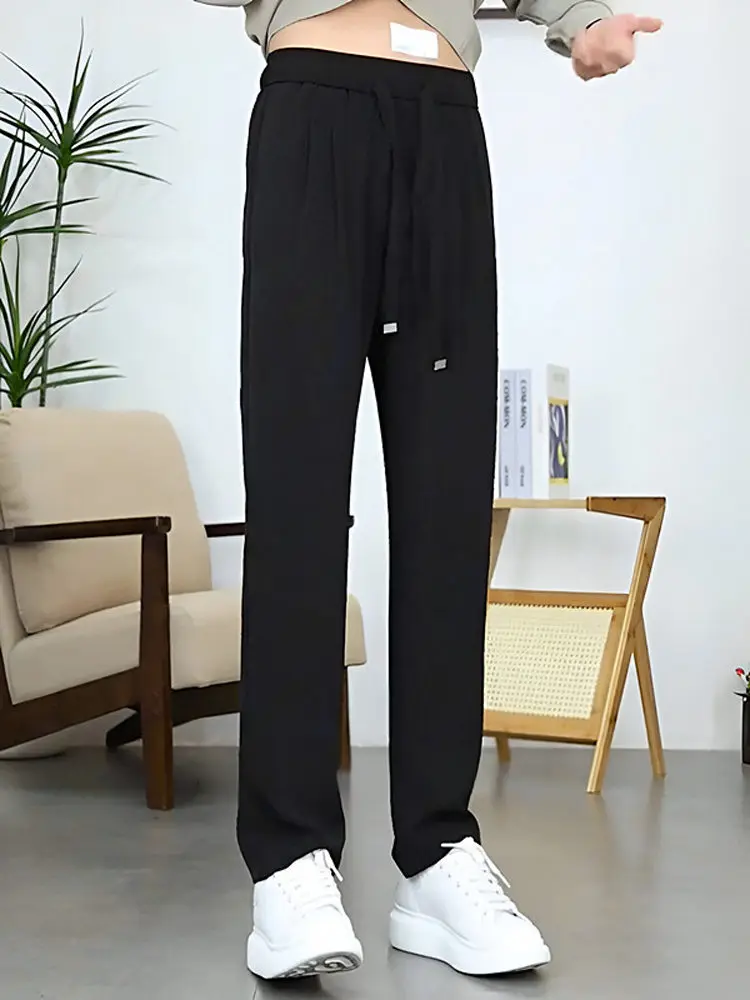 

Anti-Wrinkle Drapey Men's Casual Trousers Spring New Sle High End Loose Straight Cut Breathable Comfortable Cotton Long Pants