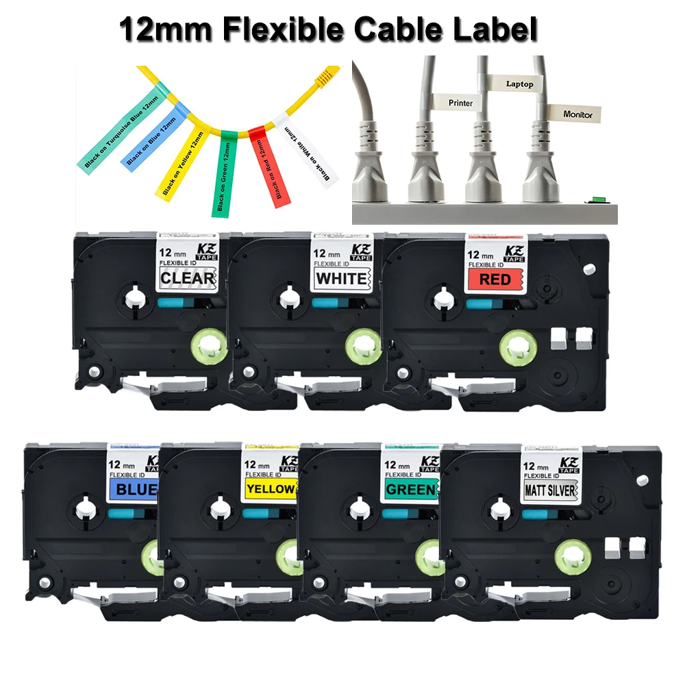 6/9/12/18/24mm TZe-FX231 Flexible Cable Label Tape Compatible Brother p-touch printer Flexible ID Label tze-fx231 for Wire Flag