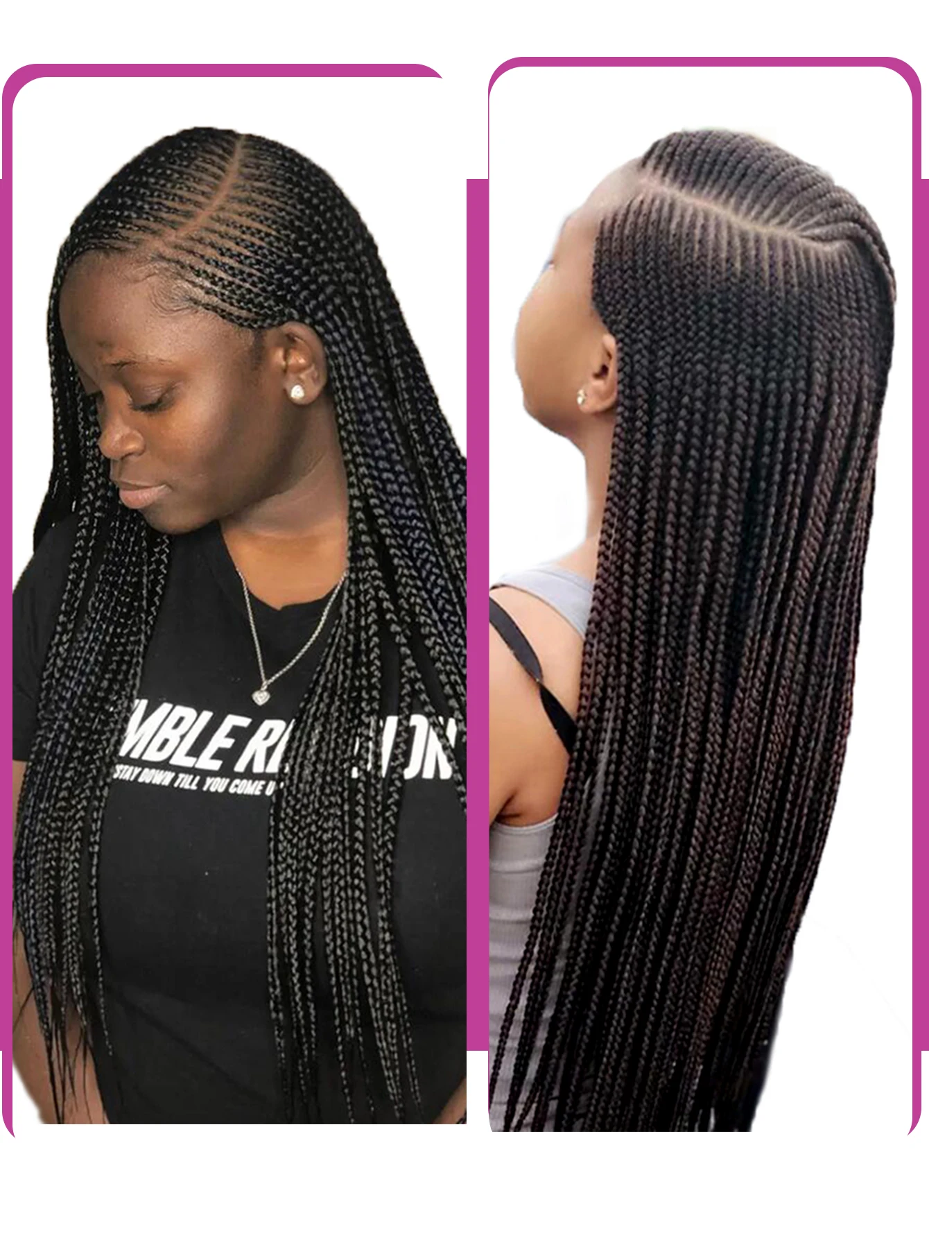 36 Inch Side Part Corncow Braided Wigs Synthetic Full Lace Front Wigs For Black Women Knotless Faux Locs Box Braids Wig