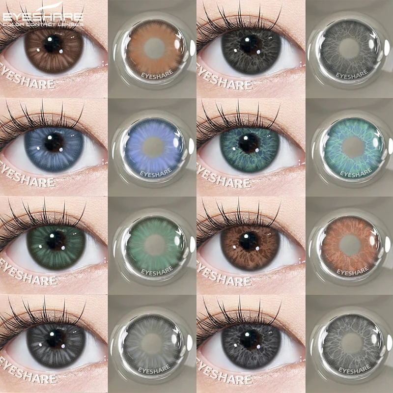 EYESHARE 1 Paar natürliche Farbkontaktlinsen, braune Linsen, Beauty Fashion, graue Linse, blaue Linsen mit Etui