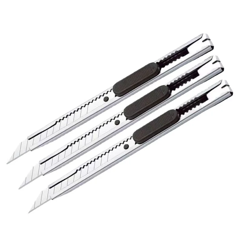 10-100pcs Stainless Steel Lockable Utility Knife Portable Office Supplies Metal Paper Handicrafts Cardboard Boxes Cutting Knife