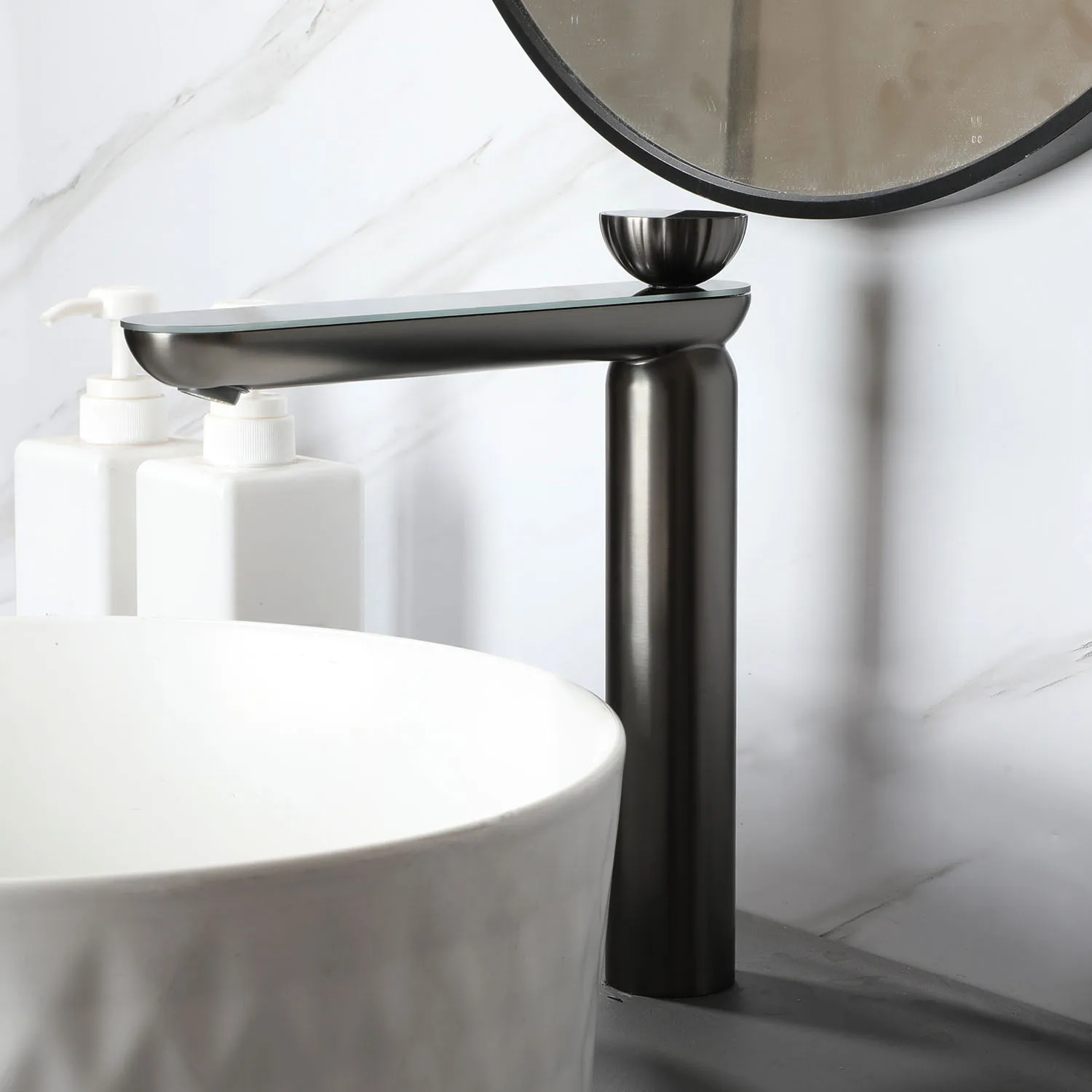 ZAPPO Gun Gray Digital Display Bathroom Faucet Brass Washbasin Tap Cold Hot Water Mixer High & Short Size Mixer Taps for Basin